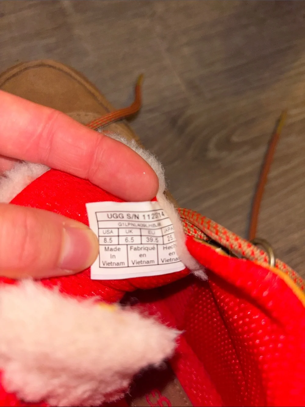 UGG Kids Tan Suede Boots with Orange Lining
